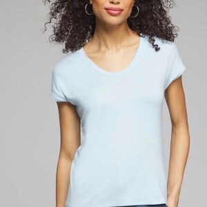 White House Black Market Short Sleeve Scoop Neck Tee, Dream Blue, Size S